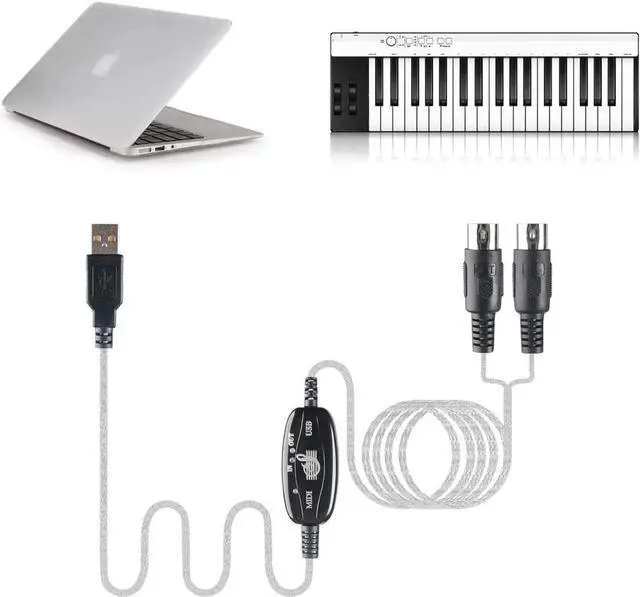 Alt view image 3 of 7 - WISDUM  USB to MIDI Cable Converter 2 in 1 PC to Synthesizer Music Studio Keyboard Interface Wire Plug Controller Adapter Cord 16 Channels Supports Computer Laptop Windows and Mac