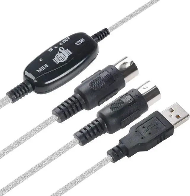 Alt view image 6 of 7 - WISDUM  USB to MIDI Cable Converter 2 in 1 PC to Synthesizer Music Studio Keyboard Interface Wire Plug Controller Adapter Cord 16 Channels Supports Computer Laptop Windows and Mac