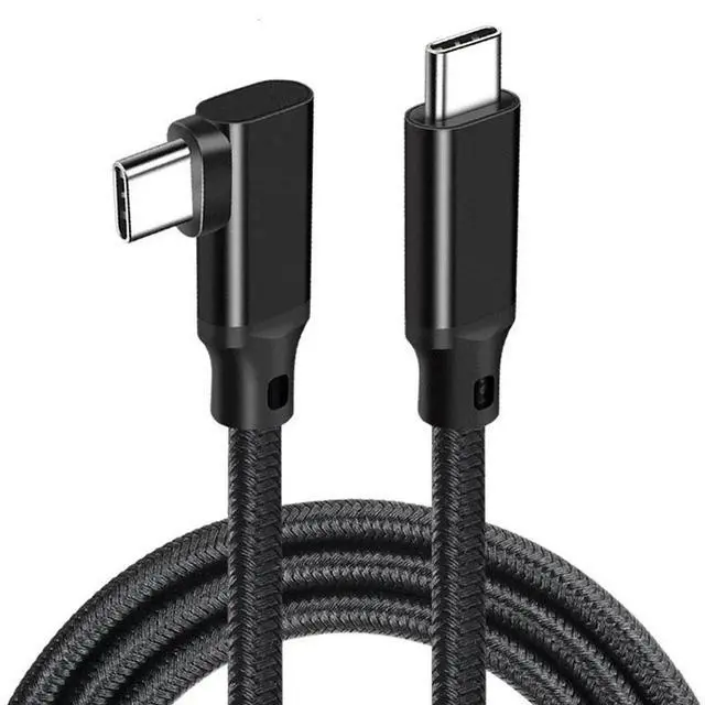 Main image of WISDUM Type-C VR Link Cable [5A 100W] USB-C to USB-C 90 Degree Type-C Nylon Braided Cable for Meta Quest 3S / 3/2 / Pro, Pico 4 Ultra / 4 and PC VR Headset Gaming Black