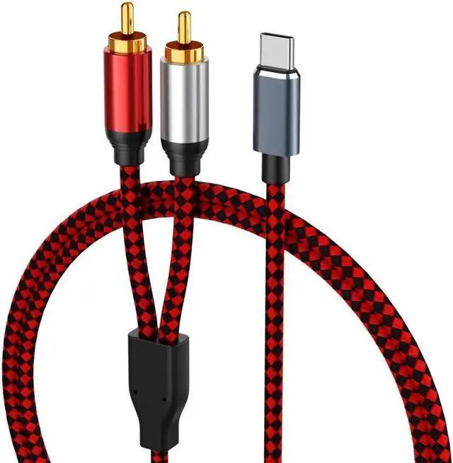 Main image of WISDUM SB C to RCA Audio Cable Type C to 2RCA Male Jack Plug Adapter Car Auxiliary Stereo Speaker Amp Cord for Car Stereo, Phone, Tablet, Home Theater, Amplifier, DVD, Speaker, 3.3 Feet