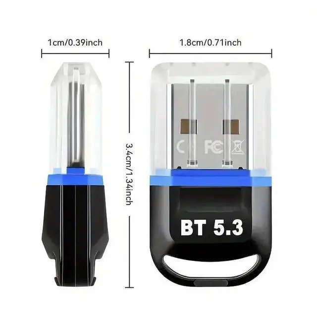 Alt view image 7 of 7 - USB Bluetooth 5.3 Adapter for PC, Plug & Play BT5.3 Bluetooth Dongle Receiver Long Range Support Windows 11/10/8.1 for Desktop Laptop Keyboard Mouse Headset (Red)