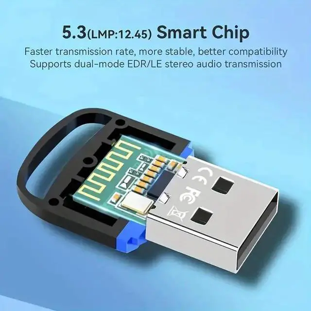 Alt view image 6 of 7 - USB Bluetooth 5.3 Adapter for PC, Plug & Play BT5.3 Bluetooth Dongle Receiver Long Range Support Windows 11/10/8.1 for Desktop Laptop Keyboard Mouse Headset (Red)