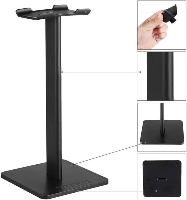 Alt view image 2 of 7 - Universal Headphone Holder Portable Headset Stand Detachable TPU Material Easy Installation Earphone Display for Home Exhibition Center Store - Black
