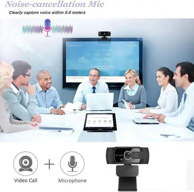 Alt view image 2 of 7 - 1080P Webcam with Microphone - FHD Web Cam with Privacy Cover, Plug and Play USB Web Camera for Desktop & Laptop Video Conferencing/Calling/Skype/YouTube/Zoom/Facet
