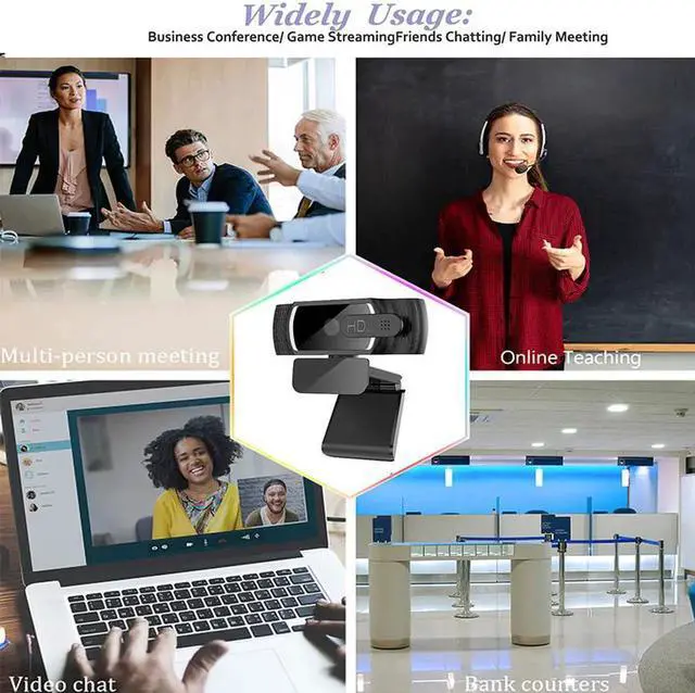 Alt view image 7 of 7 - 1080P Webcam with Microphone - FHD Web Cam with Privacy Cover, Plug and Play USB Web Camera for Desktop & Laptop Video Conferencing/Calling/Skype/YouTube/Zoom/Facet