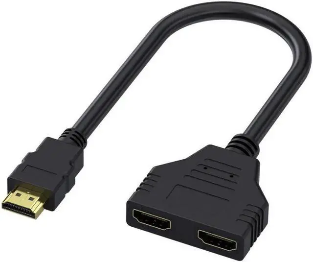 Alt view image 3 of 7 - HDMI Splitter Adapter Cable - 1080P HD HDMI Splitter 1 in 2 Out HDMI Male to Dual HDMI Female Adapter Cable 1 to 2 Way for HDMI HD, LED, LCD, TV, HDTV