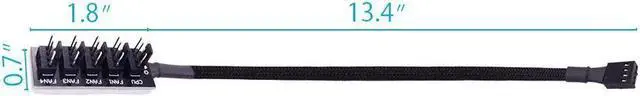 Alt view image 7 of 7 - 4-Pin PWM Fan Power Supply Cable 1 to 5 Splitter 5 Way Hub PC Case Internal Motherboard Fan Power Extension Cable Cord Wire for ATX Computer Case 4-Pin and 3-Pin Cooling Fans (13 inch, 1 Pack)