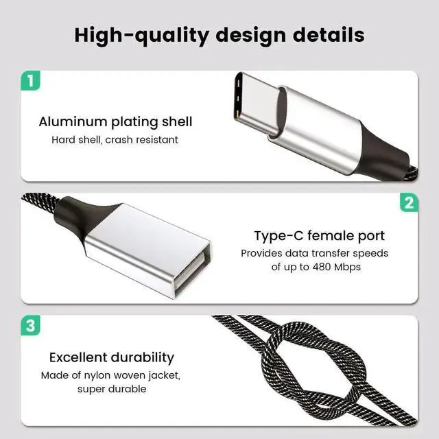 Alt view image 3 of 7 - USB C Male to Dual USB Female Adapter, USB C to USB Splitter, Type C to Two USB A 2.0 OTG Adapter, Multiple Hub for Laptop/Tablet/Telephone/Flash Disk Drive/Gaming Consoles,2 Ports 0.8ft