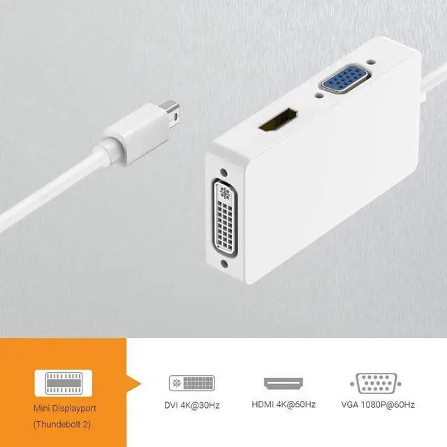 Alt view image 2 of 7 - Mini DisplayPort to HDMI VGA DVI Adapter, 4K Mini DP Thunderbolt 2 to DVI HDMI VAG Converter Compatible with 2015 MacBook Pro, 2015 iMac, 2018 Mac Mini and Before, Surface Pro 6/5/4/3/2/1 More