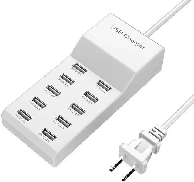 Main image of USB Wall Charger 10-Port USB Charger Station with Rapid Charging Auto Detect Technology Safety Guaranteed Family-Sized Smart USB Ports for Multiple Devices Smart Phone Tablet Laptop Computer