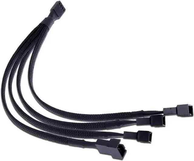 Alt view image 7 of 7 - PWM Fan Splitter 4 pin Adapter Cable Sleeved Braided Y Splitter for Desktop Computer CPU Fan Splitter PC 4 Pin Fan Extension Power Cable 1 to 4 Converter 10 inches- 2 Pack