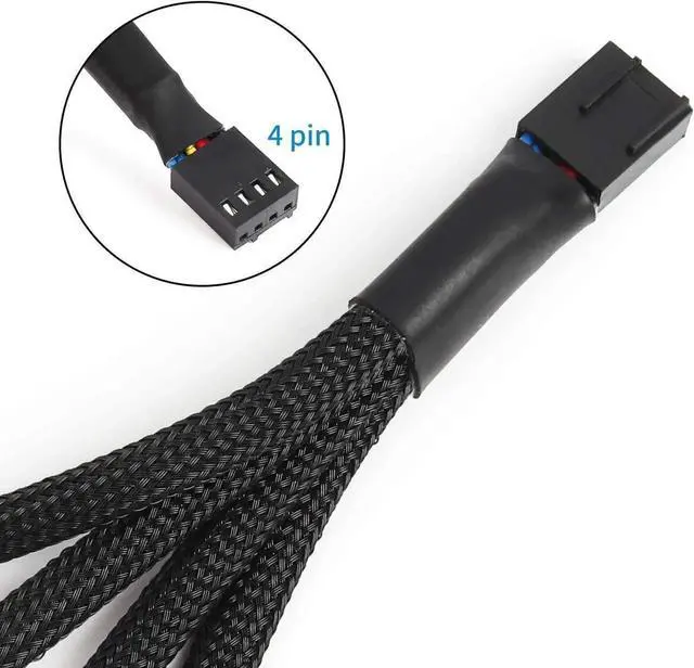 Alt view image 2 of 7 - PWM Fan Splitter 4 pin Adapter Cable Sleeved Braided Y Splitter for Desktop Computer CPU Fan Splitter PC 4 Pin Fan Extension Power Cable 1 to 4 Converter 10 inches- 2 Pack