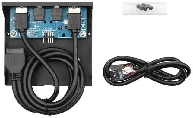 Alt view image 4 of 7 - Floppy Bay High Speed 5 Gbps 20Pin 2 Port USB 3.0 Hub HD Audio 3.5mm Earphone Jack Mic Interface PC Front Panel Adapter for Computer Case