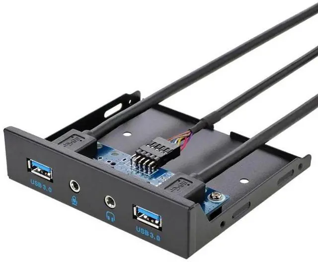 Main image of Floppy Bay High Speed 5 Gbps 20Pin 2 Port USB 3.0 Hub HD Audio 3.5mm Earphone Jack Mic Interface PC Front Panel Adapter for Computer Case