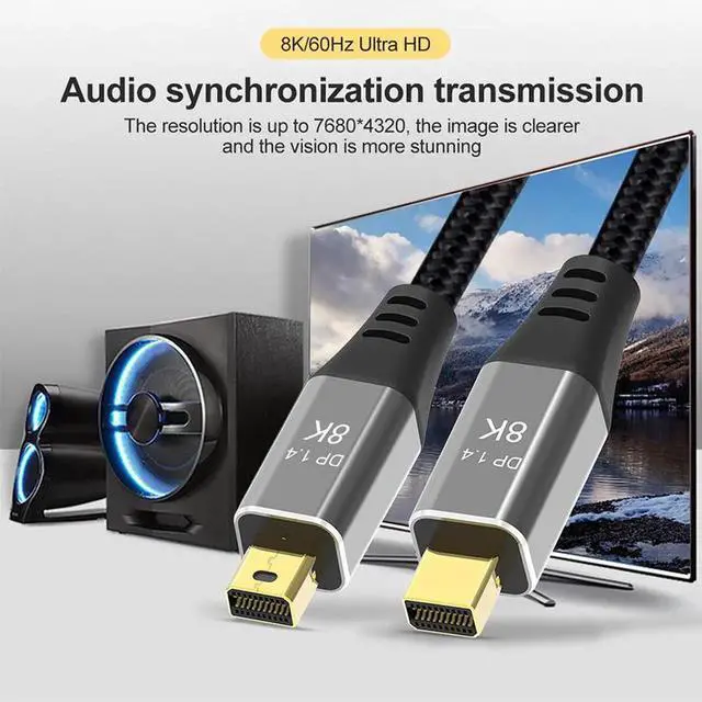 Alt view image 7 of 7 - Mini DisplayPort to Mini DisplayPort Cable 6.6 Feet 8K 60hz Cable Ultra-HD UHD 4K 144hz Mini DP to MiniDP Cable 7680 * 4320 for Video PC Laptop TV