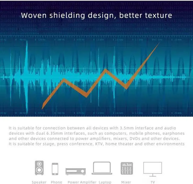 Alt view image 5 of 6 - 3.5mm 1/8" TRS to Dual 6.35mm 1/4" TS Mono Stereo Y-Cable Splitter Cord Compatible for iPhone, iPod, Computer Sound Cards, CD Players, Multimedia Speakers and Home Stereo Systems - 3.3ft./1m