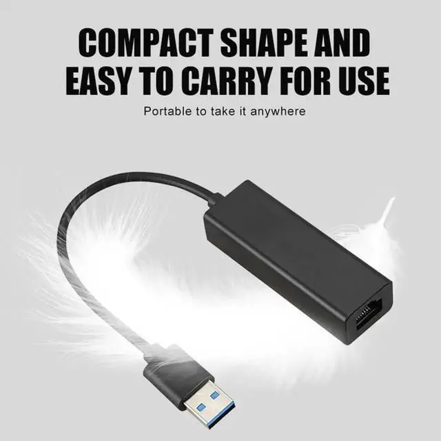 Alt view image 6 of 6 - WISDUM USB Ethernet Adapter, Aluminum Alloy USB 3.0 to 10/100/1000 Gigabit Ethernet LAN Network Adapter Ethernet Compatible for Nintendo Switch MacBook, Surface Pro, Notebook PC - Black