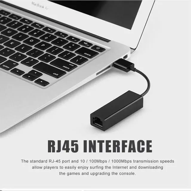 Alt view image 5 of 6 - WISDUM USB Ethernet Adapter, Aluminum Alloy USB 3.0 to 10/100/1000 Gigabit Ethernet LAN Network Adapter Ethernet Compatible for Nintendo Switch MacBook, Surface Pro, Notebook PC - Black
