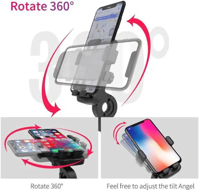 Alt view image 6 of 7 - WISDUM Bike Phone Mount for Any Smart Phone Universal Phone Mount for Motorcycle Anti Shake Stable Rotation Bike Phone Holder