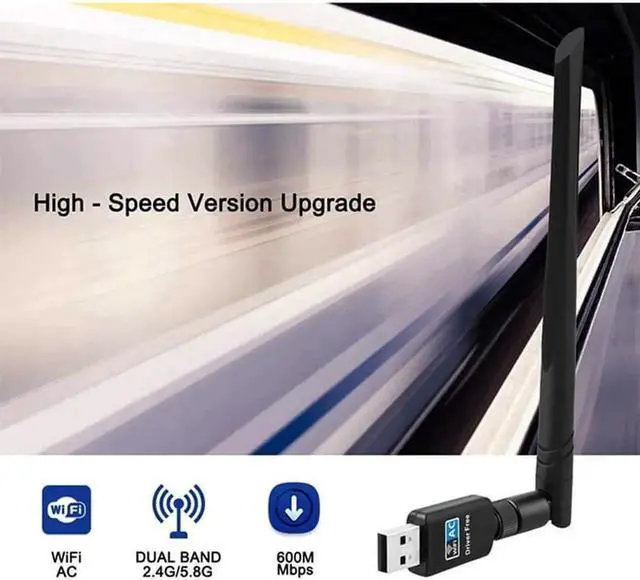 Alt view image 7 of 7 - Wifi Adapter 600mbps, Hannord Wireless Usb Adapter Dual Band 2.42GHz/5.8GHz Lan Card 802.11ac Network Card for Desktop Laptop PC Support Windows 10 / 8.1 / 8 / 7 / XP / Vista