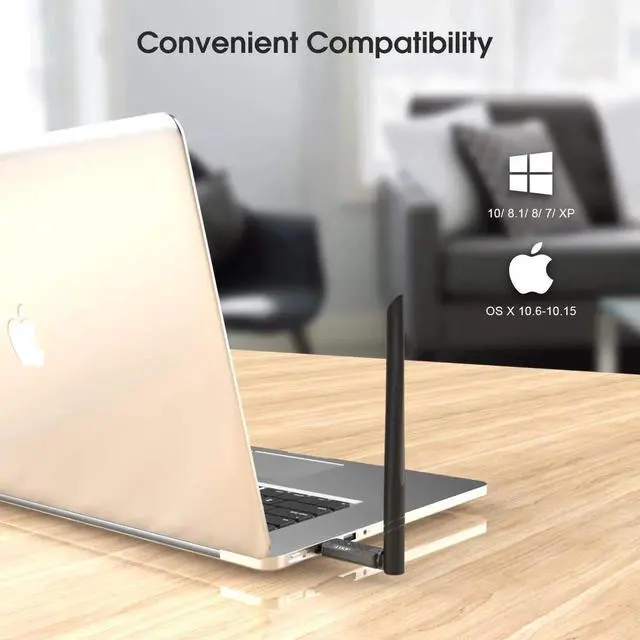 Alt view image 5 of 7 - AC1300Mbps USB 3.0 WiFi Adapter with 6dBi External Antenna Compatible Windows 10/7 /8 /8.1 /XP Mac OS X 10.6-10.15, Dual Band 2.4G/5.8Ghz Wireless Network Adapter for Mac Laptop Desktop PC