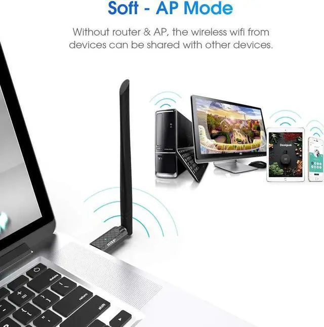 Alt view image 6 of 7 - AC1300Mbps USB 3.0 WiFi Adapter with 6dBi External Antenna Compatible Windows 10/7 /8 /8.1 /XP Mac OS X 10.6-10.15, Dual Band 2.4G/5.8Ghz Wireless Network Adapter for Mac Laptop Desktop PC