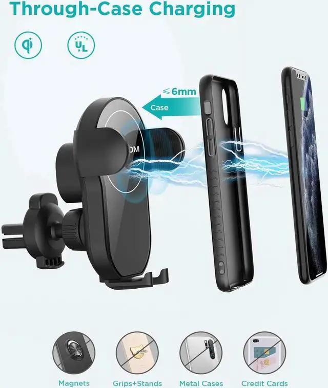 Alt view image 5 of 7 - WISDUM Wireless Car Charger,15W Qi Fast Charging Car Mount Charger Auto-Clamping Smart Positioning Air Vent Phone Holder Compatible with iPhone11/11Pro/11Pro Max/XS/XR/X/8/8+,SamsungS10/S10+/S9/S8