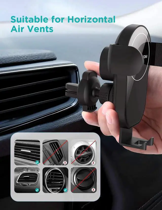 Alt view image 6 of 7 - WISDUM Wireless Car Charger,15W Qi Fast Charging Car Mount Charger Auto-Clamping Smart Positioning Air Vent Phone Holder Compatible with iPhone11/11Pro/11Pro Max/XS/XR/X/8/8+,SamsungS10/S10+/S9/S8