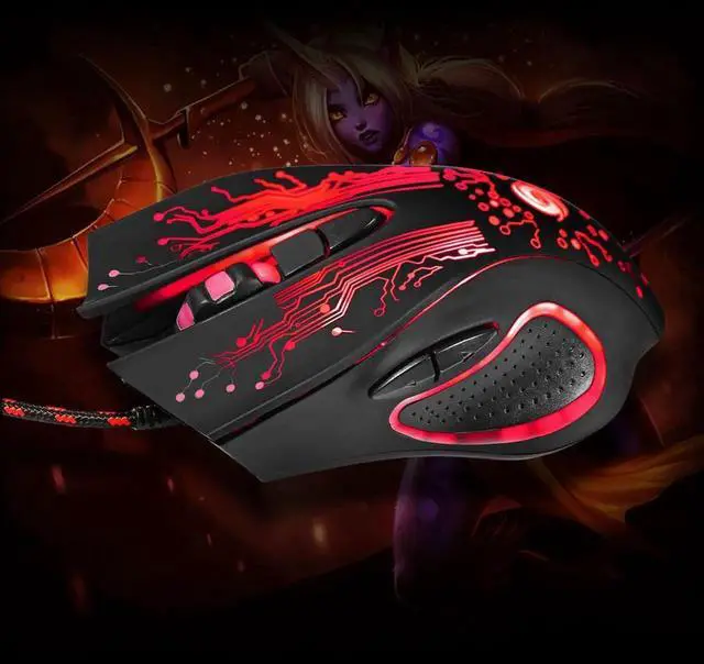 Alt view image 2 of 7 - WISDUM Ergonomic Design Mouse Colorful 5500DPI 6-Button LED USB Optical Wired Gaming Mouse for Pro Gamer