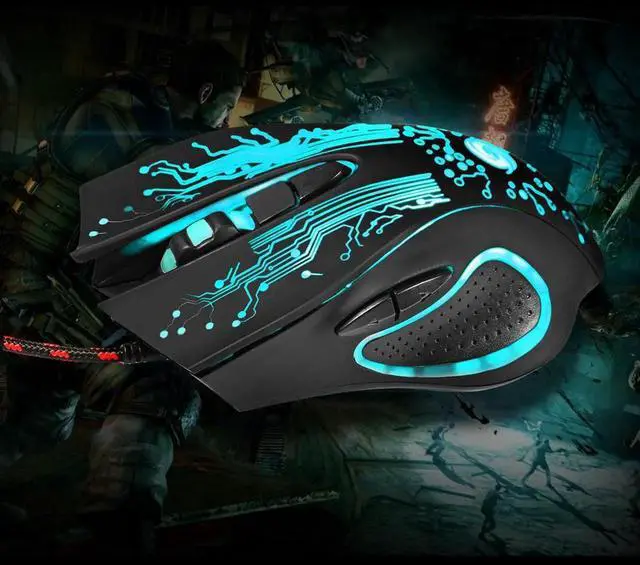Alt view image 5 of 7 - WISDUM Ergonomic Design Mouse Colorful 5500DPI 6-Button LED USB Optical Wired Gaming Mouse for Pro Gamer