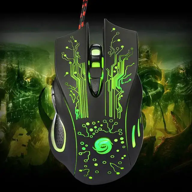 Alt view image 3 of 7 - WISDUM Ergonomic Design Mouse Colorful 5500DPI 6-Button LED USB Optical Wired Gaming Mouse for Pro Gamer