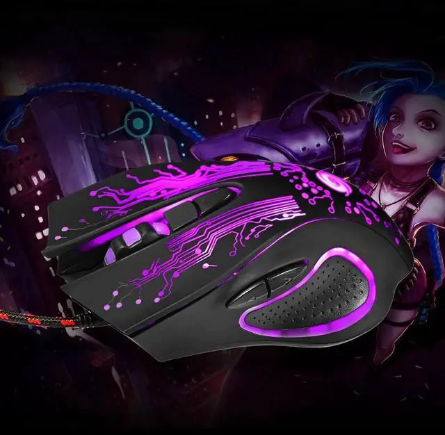 Alt view image 4 of 7 - WISDUM Ergonomic Design Mouse Colorful 5500DPI 6-Button LED USB Optical Wired Gaming Mouse for Pro Gamer