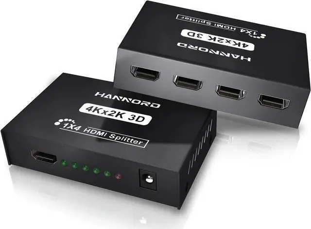 Main image of WISDUM Hdmi Splitter 1 in 4 Out V1.4b Powered Hdmi Video Splitter with AC Adaptor Duplicate/Mirror Screen Monitor Supports Ultra HD 1080P 2K x4K@30Hz and 3D Resolutions (1 Input to 4 Outputs)