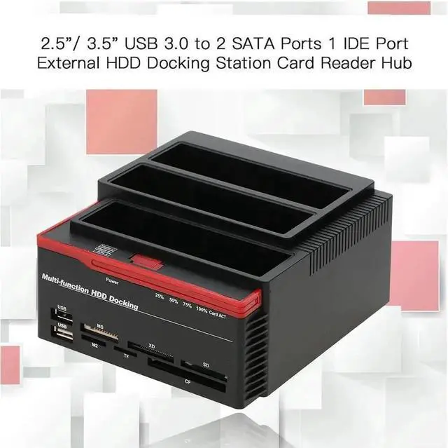 Alt view image 2 of 6 - USB3.0 To SATA IDE HDD 3 Bay External Hard Disk Docking Station for 2.5 & 3.5 inch SATA I/II/III HDD SSD Offline Clone HUB Card Reader 12V/3A Power Supply Max Up to 12TB