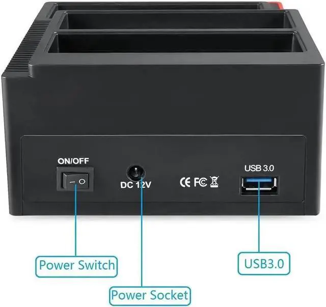 Alt view image 3 of 6 - USB3.0 To SATA IDE HDD 3 Bay External Hard Disk Docking Station for 2.5 & 3.5 inch SATA I/II/III HDD SSD Offline Clone HUB Card Reader 12V/3A Power Supply Max Up to 12TB