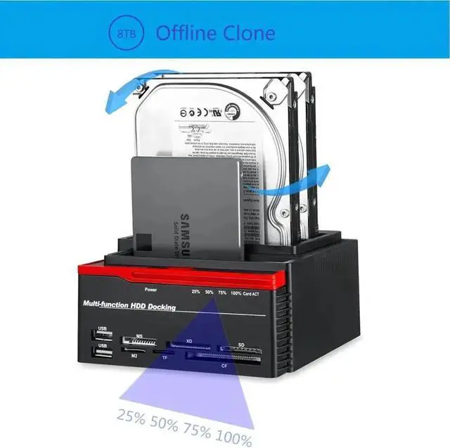Alt view image 5 of 6 - USB3.0 To SATA IDE HDD 3 Bay External Hard Disk Docking Station for 2.5 & 3.5 inch SATA I/II/III HDD SSD Offline Clone HUB Card Reader 12V/3A Power Supply Max Up to 12TB