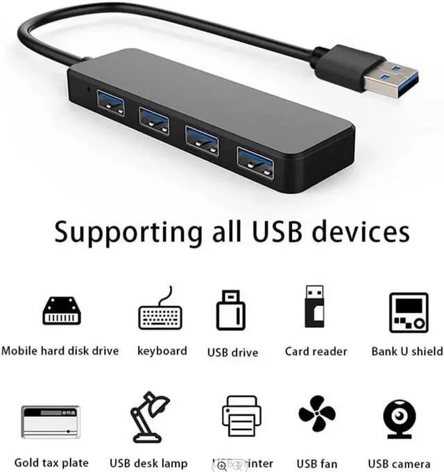 Alt view image 2 of 7 - WISDUM USB Hub, 4 Port USB 3.0 Data Hub, Ultra-Slim Data USB Splitter for Mobile SSD, MacBook, Mac Pro/ Mini, iMac, Chromebook, Surface Pro, USB Flash Drives, Notebook PC, XPS, and More