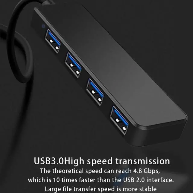 Alt view image 3 of 7 - WISDUM USB Hub, 4 Port USB 3.0 Data Hub, Ultra-Slim Data USB Splitter for Mobile SSD, MacBook, Mac Pro/ Mini, iMac, Chromebook, Surface Pro, USB Flash Drives, Notebook PC, XPS, and More