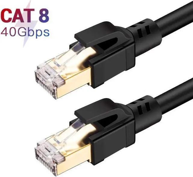 Main image of Cat8 Ethernet Cable, Outdoor&Indoor, 10 ft. Heavy Duty High Speed 26AWG Cat8 LAN Network Cable 40Gbps, 2000Mhz with Gold Plated RJ45 Connector, Weatherproof S/FTP UV Resistant for Router/Gaming/Modem