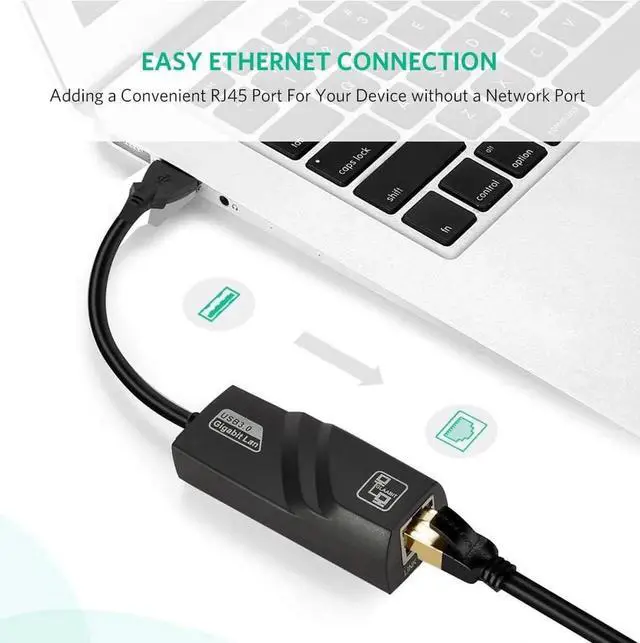 Alt view image 3 of 7 - WISDUM  USB 3.0 to Ethernet Adapter Network Wired Cable Gigabit RJ45 LAN Converter - Lightning10/100/1000Mbps Compatible for MacBook Laptop PC Desktop with Windows 10 8 7 Vista Linux Mac Chrome OS