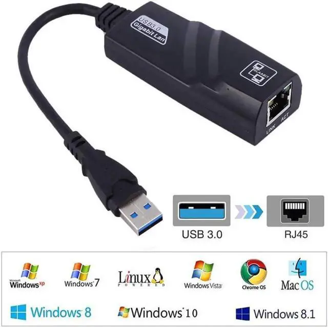 Alt view image 5 of 7 - WISDUM  USB 3.0 to Ethernet Adapter Network Wired Cable Gigabit RJ45 LAN Converter - Lightning10/100/1000Mbps Compatible for MacBook Laptop PC Desktop with Windows 10 8 7 Vista Linux Mac Chrome OS
