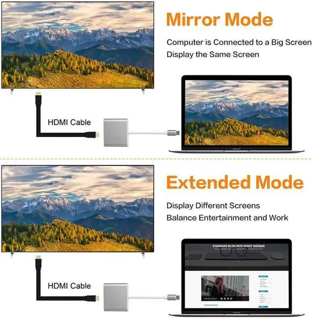 Alt view image 3 of 7 - USB C to HDMI 4K Multiport Adapter, 3 in 1 Type C Hub with USB 3.0 + USB C Charging Port Digital Converter Compatible for MacBook/Chromebook Pixel/Dell XPS13/Samsung Galaxy s8/s8 Plus (Silver)