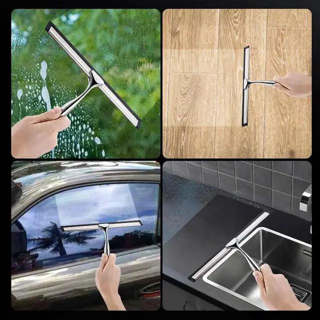 Alt view image 3 of 7 - Multi-Purpose Shower Squeegee for Shower Doors, Bathroom, Window and Car Glass-Stainless Steel, 10 Inches