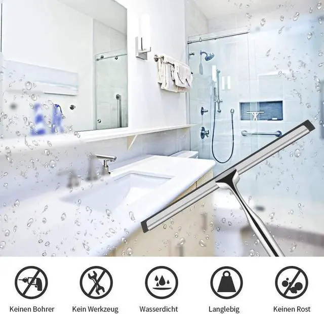 Alt view image 4 of 7 - Multi-Purpose Shower Squeegee for Shower Doors, Bathroom, Window and Car Glass-Stainless Steel, 10 Inches