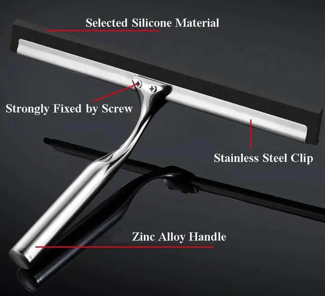 Alt view image 5 of 7 - Multi-Purpose Shower Squeegee for Shower Doors, Bathroom, Window and Car Glass-Stainless Steel, 10 Inches