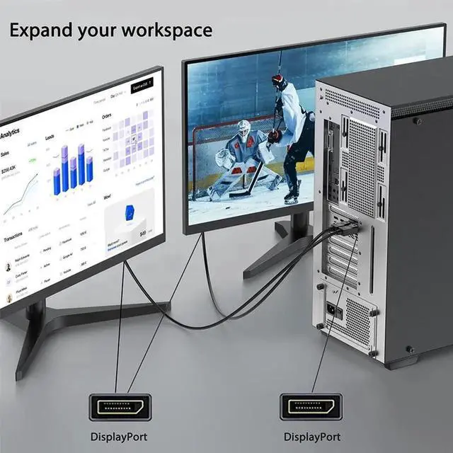 Alt view image 3 of 7 - WISDUM  DisplayPort to DisplayPort Cable 6FT, DP to DP Male to Male Cable Gold-Plated Cord Version DP1.2 4K@60Hz, 2K@165Hz, 2K@144Hz for Dell, HP, Samsung, PC, Laptop, Projector, TV