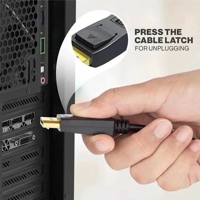 Alt view image 7 of 7 - WISDUM  DisplayPort to DisplayPort Cable 6FT, DP to DP Male to Male Cable Gold-Plated Cord Version DP1.2 4K@60Hz, 2K@165Hz, 2K@144Hz for Dell, HP, Samsung, PC, Laptop, Projector, TV