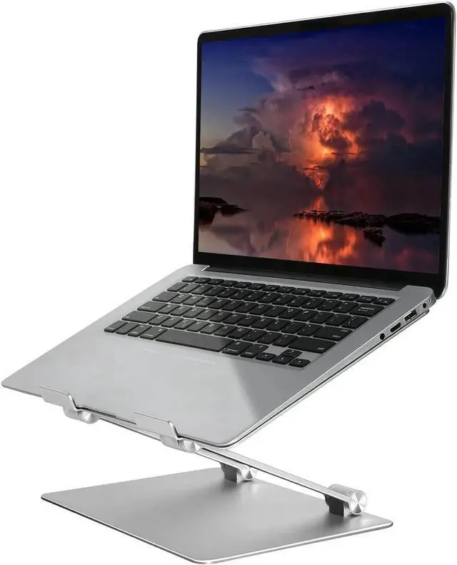 Main image of Adjustable Laptop Stand, Portable Laptop Riser, Aluminum Laptop Stand for Desk Foldable, Ergonomic Computer Notebook Stand with Heat-Vent, Rubber Protective for MacBook Pro/Air 10-17.3 Laptops-Silver