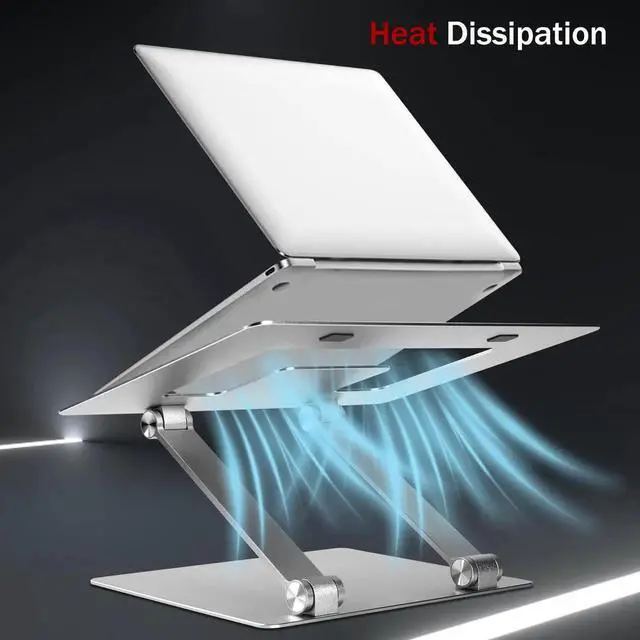 Alt view image 5 of 7 - Adjustable Laptop Stand, Portable Laptop Riser, Aluminum Laptop Stand for Desk Foldable, Ergonomic Computer Notebook Stand with Heat-Vent, Rubber Protective for MacBook Pro/Air 10-17.3 Laptops-Silver