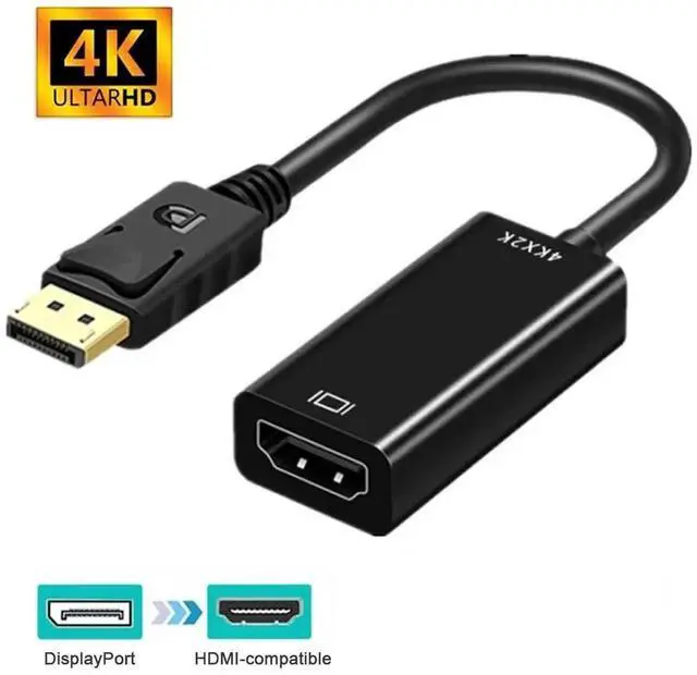 Main image of WISDUM 4K DisplayPort to HDMI Adapter, Uni-Directional DP 1.2 Computer to HDMI Screen Gold-Plated DP Display Port to HDMI Adapter (Male to Female) Compatible with Dell HP-1Pack